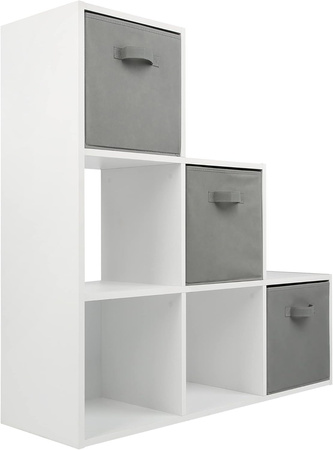 DREWNIANY BIAŁY SIWY SZARY REGAŁ POJEMNIKI PÓŁKA ORGANIZER DLA DZIECI MEBEL