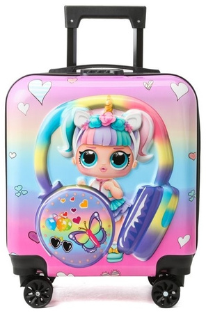 LALKA LALECZKA LOL WALIZKA NA KÓŁKACH 3D DLA DZIECI SZYFR PODRÓŻNA TĘCZOWA