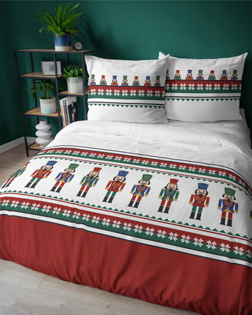POŚCIEL ŚWIĄTECZNA ŚWIĘTA DZIADEK ŻOŁNIERZYK CZERWONA BAWEŁNA 220X200