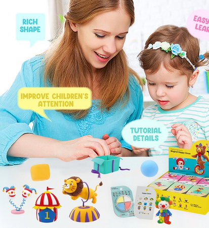 MASA PLASTYCZNA ZESTAW SUPER CLAY PIANKOLINA CYRK SENSORYCZNE