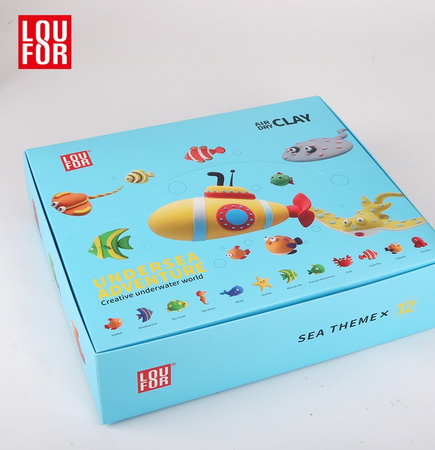 MASA PLASTYCZNA ZESTAW 12 SZTUK SUPER CLAY PIANKOLINA RYBKI OCEAN