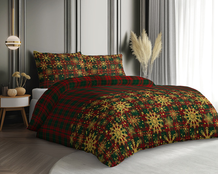 POŚCIEL ŚWIĘTA ŚWIĄTECZNA KRATKA BAWEŁNA SATYNOWA 160X200 GWIAZDKA