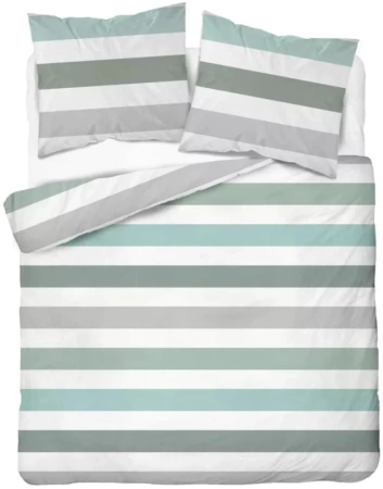 Pościel Satynowa 160x200 Biała Szara Zielona Pasy Home Satin