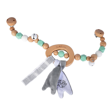 DREWNIANA ZAWIESZKA DO WÓZKA GRYZAK DZWONEK