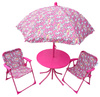JEDNOROŻEC ZESTAW STÓŁ STOLIK 2 KRZESŁA Z PARASOLEM PARASOL DZIECI OGRODOWY