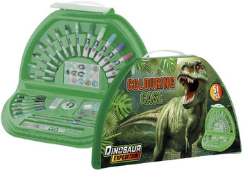 DINOZAUR T-REX ZESTAW PLASTYCZNY KREATYWNY DLA DZIECI PISAKI FARBY 51 SZT