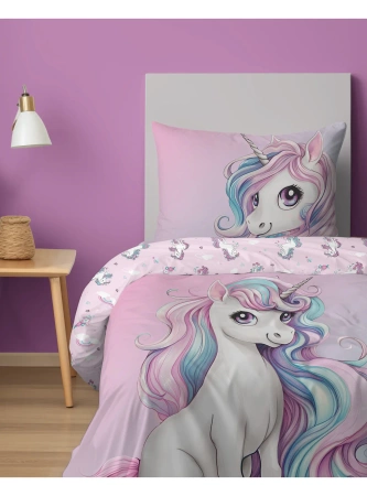 POŚCIEL 140x200 JEDNOROŻEC UNICORN dla dziecka dziecięca MŁODZIEŻOWA RÓŻOWA