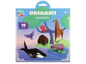 Zestaw do origami ZWIERZĘTA 18 wzorów + naklejki papier origami wyklejanka