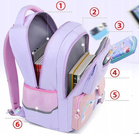 JEDNOROŻEC PLECAK SZKOLNY TORNISTER 1-3 BRELOK ODBLASKI KIESZONKA NA BIDON