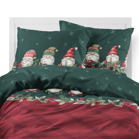 POŚCIEL ŚWIĄTECZNA ŚWIĘTA ZIELONA KRASNAL KRATA BAWEŁNA FLANELA 160X200