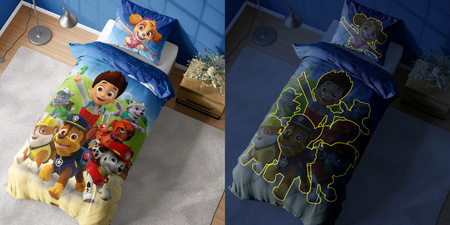 PSI PATROL PIESKI POŚCIEL ŚWIECĄCA W CIEMNOŚCI ŚWIECI 160x200