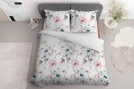 POŚCIEL KWIATKI ŁĄKA OGRÓD BIAŁA BAWEŁNA DO SYPIALNI 220X200