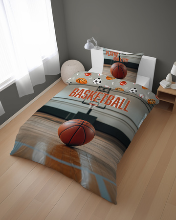 POŚCIEL DZIECIĘCA MŁODZIEŻOWA KOSZYKÓWKA 160x200cm NBA BASKETBALL PIŁKA