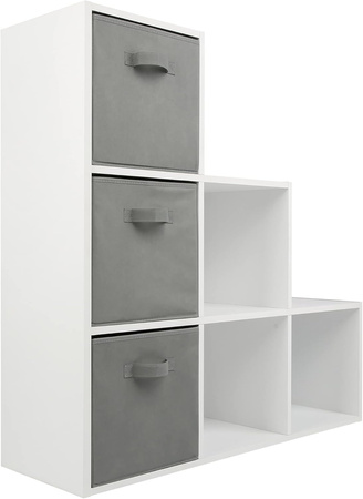 DREWNIANY BIAŁY SIWY SZARY REGAŁ POJEMNIKI PÓŁKA ORGANIZER DLA DZIECI MEBEL