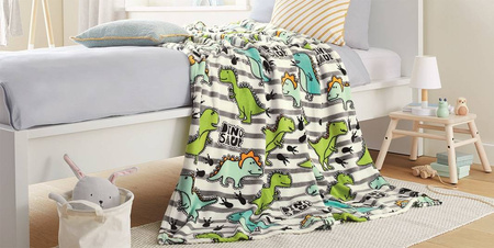 DINOZAURY DINO KOC KOCYK NARZUTA PLED PRZEDSZKOLA