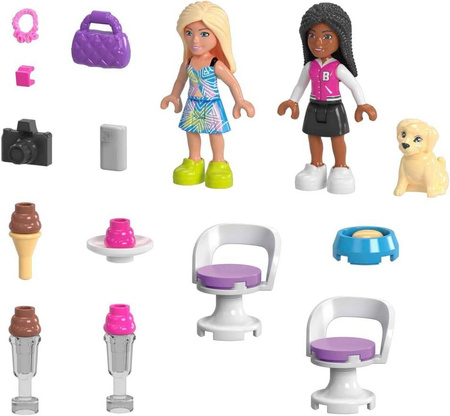 MEGA BLOKS KLOCKI BARBIE zestaw klocków KABRIOLET I STOISKO Z LODAMI