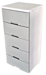 PLASTIKOWY POJEMNIK REGAŁ KOSZ NA ZABAWKI SZAFKA SZUFLADY 5 PÓŁEK SIWY