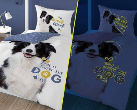 PIES PIESEK Border Collie POŚCIEL ŚWIECĄCA W CIEMNOŚCI ŚWIECI 140x200