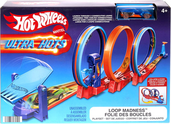 HOT WHEELS ZESTAW TORÓW POTRÓJNA PĘTLA ULTRA HOTS TORY + AUTKO