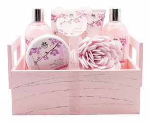 BCS KOSZ DREWNIANY ZESTAW PREZENTOWY DZIEŃ MAMY KOSMETYKÓW CIAŁA KĄPIELI