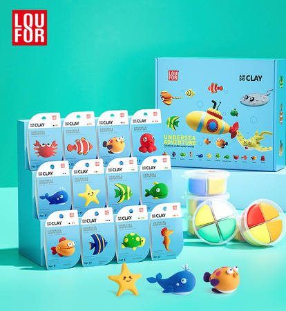 MASA PLASTYCZNA ZESTAW 12 SZTUK SUPER CLAY PIANKOLINA RYBKI OCEAN