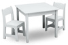 BIAŁY STOLIK DREWNIANY STÓŁ 2 KRZESEŁKA DLA DZIECI MEBLE