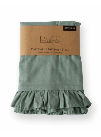 Poduszki Bawełna 40x40 Komplet 2 szt. Miętowe Zielone Falbana
