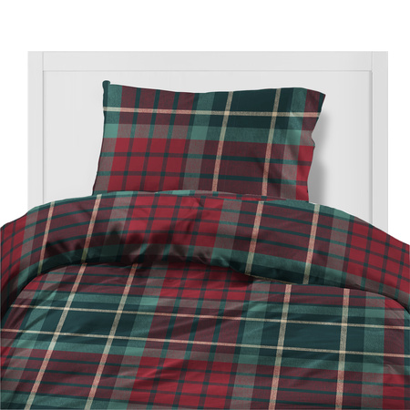 ŚWIĘTA ŚWIĄTECZNA POŚCIEL KRATA KRATKA CZERWONA FLANELA MŁODZIEŻOWA 140X200