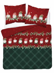 POŚCIEL ŚWIĄTECZNA ŚWIĘTA CZERWONA KRASNAL KRATA BAWEŁNA FLANELA 220X200