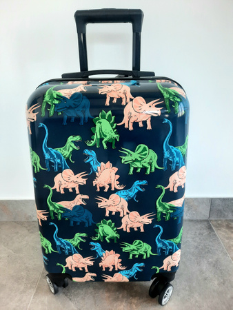 DINOZAURY DINOZAUR WALIZKA NA KÓLKACH DZIECIĘCA PODRÓŻNA SZYFR NA WAKACJE