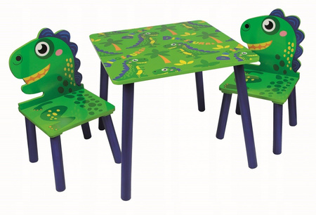 DINOZAURY DINO DINOZAUR STÓŁ STOLIK 2 KRZESŁA