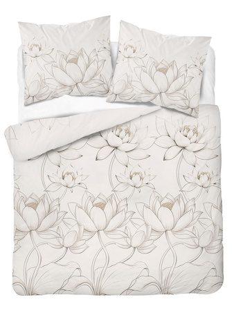Pościel Satynowa 160x200 Kremowa Kwiat Lotosu Home Elegance
