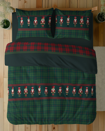 POŚCIEL ŚWIĄTECZNA ŚWIĘTA DZIADEK ŻOŁNIERZYK ZIELONA KRATA BAWEŁNA 220X200