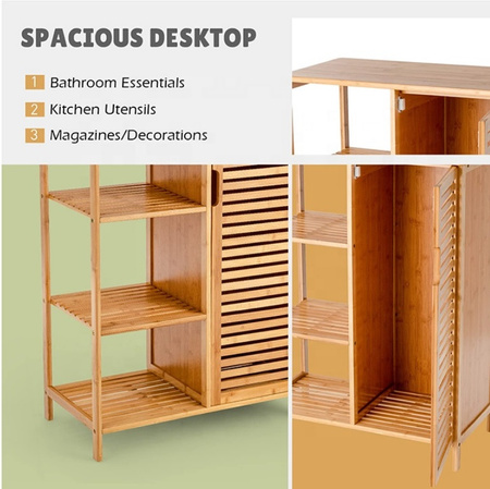 REGAŁ ŁAZIENKOWY SZAFKA KOMODA Z PÓŁKAMI PÓŁKI REGAŁ BAMBUSOWY