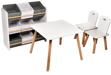 BIAŁY DREWNIANY STOLIK STÓŁ 2 KRZESŁA DLA DZIECI