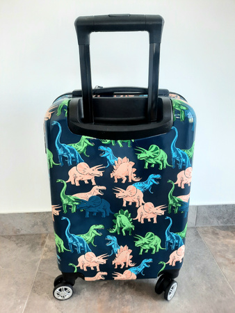 DINOZAURY DINOZAUR WALIZKA NA KÓLKACH DZIECIĘCA PODRÓŻNA SZYFR NA WAKACJE