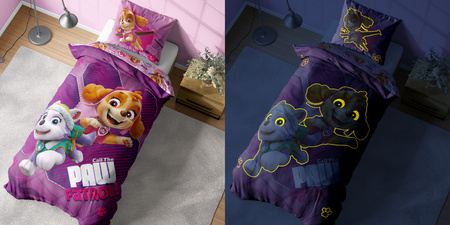 PSI PATROL SKYE PIESKI POŚCIEL ŚWIECĄCA W CIEMNOŚCI ŚWIECI 140x200