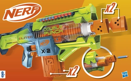 Pistolet Nerf Elite Wyrzutnia Double Punch Blaster 50 strzałek