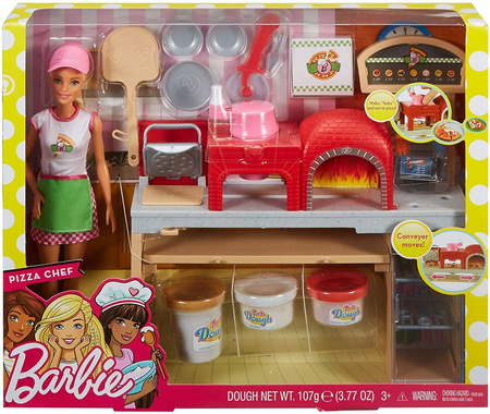 BARBIE Pizza LALKA Zestaw Pizzeria Akcesoria Masa