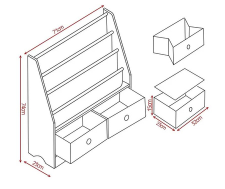 REGAŁ BIBLIOTECZKA NA KSIĄŻKI Organizer Pojemniki