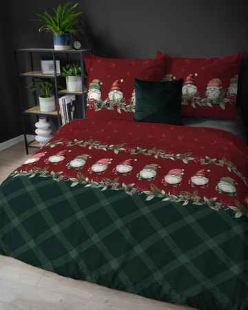 POŚCIEL ŚWIĄTECZNA ŚWIĘTA CZERWONA KRASNAL KRATA BAWEŁNA FLANELA 160X200