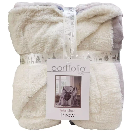 ŚWIĘTA RENIFER CIEPŁY KOC ŚWIĄTECZNY PLED SHERPA