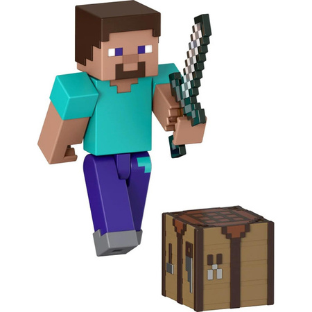 MINECRAFT FIGURKA STEVE pikselowa figurka + akcesoria JCN28