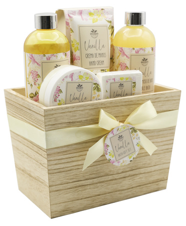 BCS KOSZ DREWNIANY ZESTAW PREZENTOWY DZIEŃ MAMY KOSMETYKÓW CIAŁA KĄPIELI