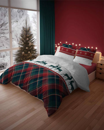 POŚCIEL ŚWIĄTECZNA ŚWIĘTA RENIFER BAWEŁNA FLANELOWA FLANELA 220X200