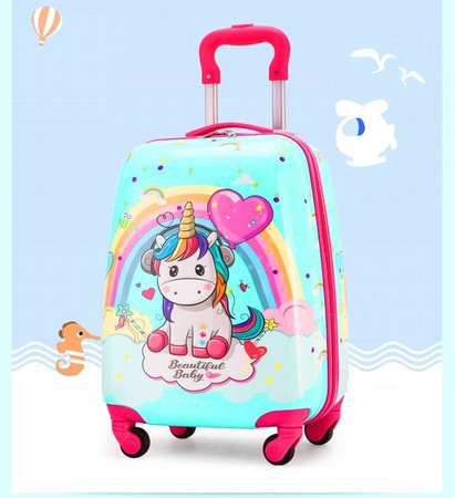 JEDNOROŻEC UNICORN ZESTAW WALIZKA KABINOWA DZIECI BAGAŻ PODRÓŻNA + PLECAK