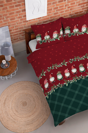 POŚCIEL ŚWIĄTECZNA ŚWIĘTA CZERWONA KRASNAL KRATA BAWEŁNA FLANELA 160X200