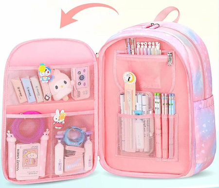 TĘCZOWY PLECAK SZKOLNY TORNISTER A4 + BRELOK