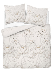 Pościel Satynowa 160x200 Kremowa Kwiat Lotosu Home Elegance