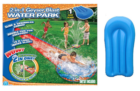 ŚLIZG WODNY POJEDYŃCZY ŚLIZGAWKA FONTANNĄ + DESKA